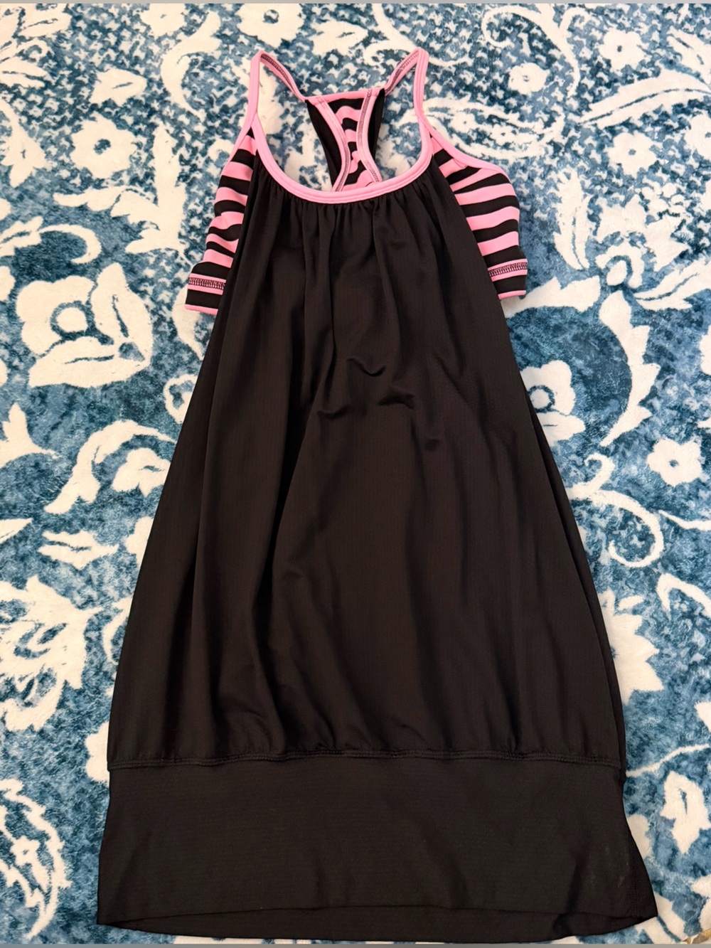 lululemon athletica Black Tank with Pink Striped Straps